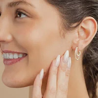 (G,Si2) Womens 1 CT. T.W. Lab Grown White Diamond 10K Gold 22.5mm Hoop Earrings