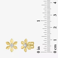 (Gh / Si2 I1) 1/10 CT. T.W. Lab Grown White Diamond 14K Gold Over Silver Sterling Silver 11mm Flower Stud Earrings