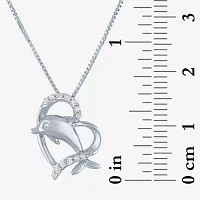 Dolphin Heart (Gh / Si2 I1) Womens 1/10 CT. T.W. Lab Grown White Diamond Sterling Silver Heart 18 Inch Pendant Necklace
