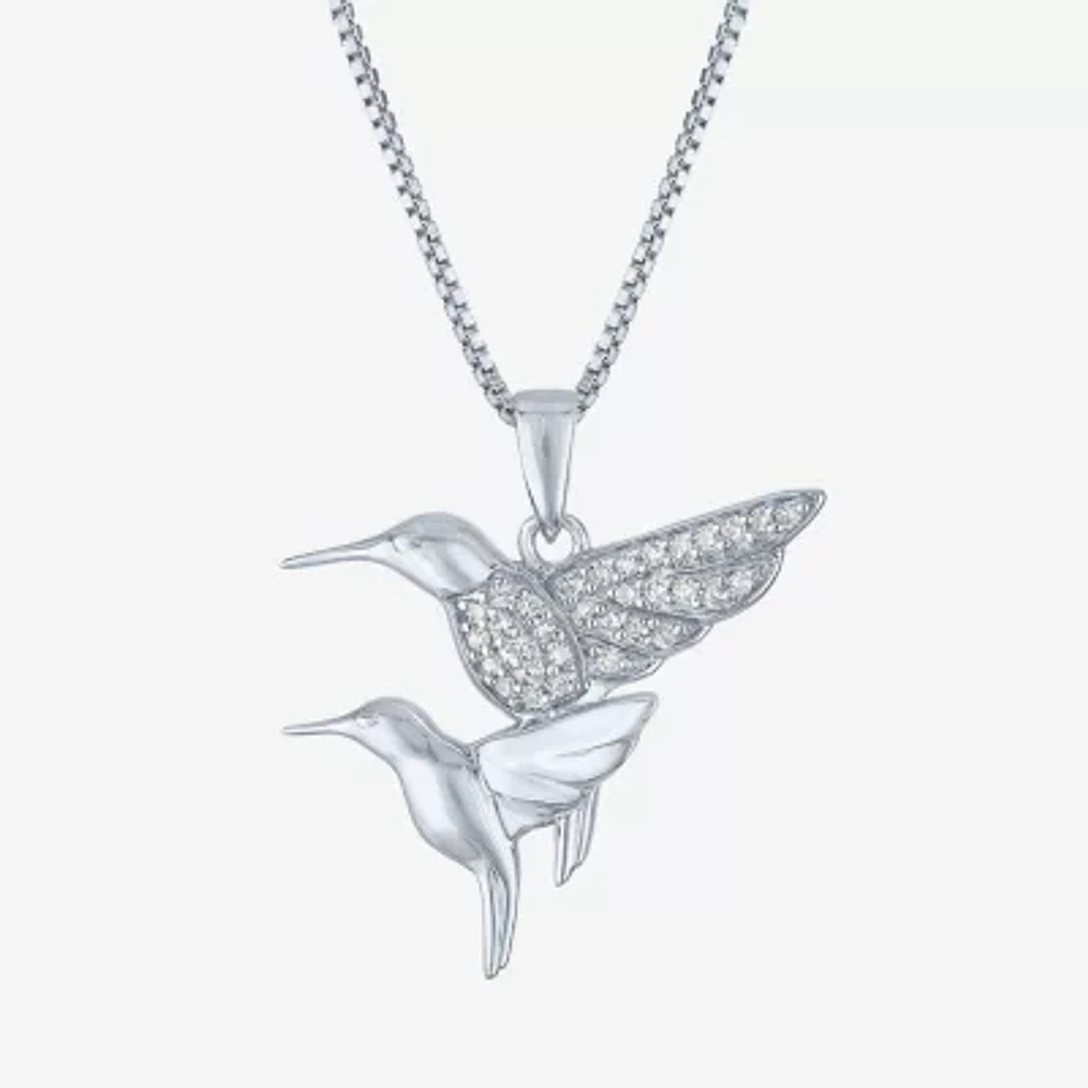 Hummingbird (Gh / Si2 I1) Womens 1/10 CT. T.W. Lab Grown White Diamond Sterling Silver 18 Inch Pendant Necklace