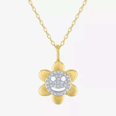 (Gh / Si2 I1) Womens 1/10 CT. T.W. Lab Grown White Diamond 14K Gold Over Silver Flower 16 Inch Pendant Necklace