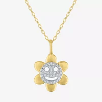 (Gh / Si2 I1) Womens 1/10 CT. T.W. Lab Grown White Diamond 14K Gold Over Silver Flower 16 Inch Pendant Necklace