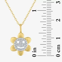 (Gh / Si2 I1) Womens 1/10 CT. T.W. Lab Grown White Diamond 14K Gold Over Silver Flower 16 Inch Pendant Necklace