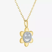 (Gh / Si2 I1) Womens 1/10 CT. T.W. Lab Grown White Diamond 14K Gold Over Silver Flower 16 Inch Pendant Necklace