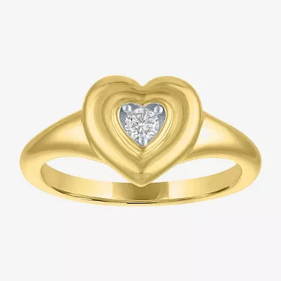 Heart (Gh / Si2 I1) Womens 1/10 CT. T.W. Lab Grown White Diamond 14K Gold Over Silver Sterling Cocktail Ring