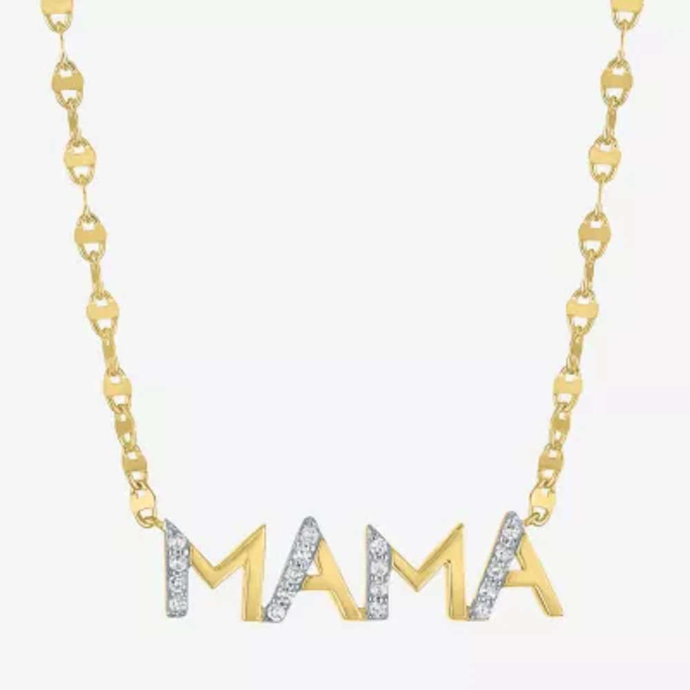 Mama (G-H / Si2-I1) Womens 1/10 CT. T.W. Lab Grown White Diamond 14K Gold Over Silver 16 Inch Pendant Necklace