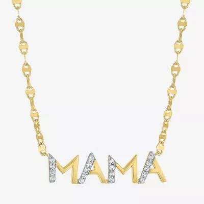 Mama (G-H / Si2-I1) Womens 1/10 CT. T.W. Lab Grown White Diamond 14K Gold Over Silver 16 Inch Pendant Necklace