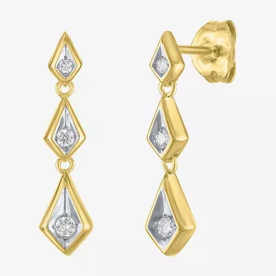 (Gh / Si2 I1) Womens 1/10 CT. T.W. Lab Grown White Diamond 14K Gold Over Silver Drop Earrings