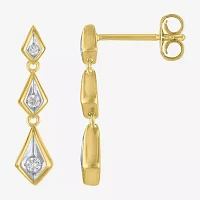 (Gh / Si2 I1) Womens 1/10 CT. T.W. Lab Grown White Diamond 14K Gold Over Silver Drop Earrings