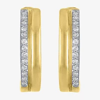 (G-H / Si2-I1) Womens 1/10 CT. T.W. Lab Grown White Diamond 14K Gold Over Silver 15mm Hoop Earrings
