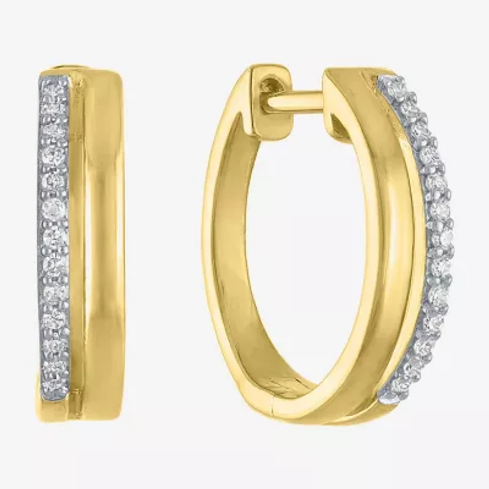 (G-H / Si2-I1) Womens 1/10 CT. T.W. Lab Grown White Diamond 14K Gold Over Silver 15mm Hoop Earrings