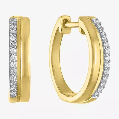 (G-H / Si2-I1) Womens 1/10 CT. T.W. Lab Grown White Diamond 14K Gold Over Silver 15mm Hoop Earrings