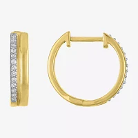 (G-H / Si2-I1) Womens 1/10 CT. T.W. Lab Grown White Diamond 14K Gold Over Silver 15mm Hoop Earrings