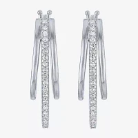 (G-H / Si2-I1) Womens 1/4 CT. T.W. Lab Grown White Diamond Sterling Silver 24mm Hoop Earrings