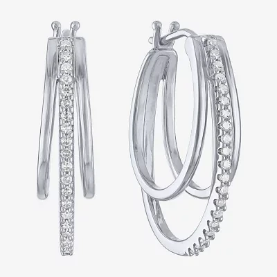 (G-H / Si2-I1) Womens 1/4 CT. T.W. Lab Grown White Diamond Sterling Silver 24mm Hoop Earrings