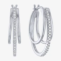 (G-H / Si2-I1) Womens 1/4 CT. T.W. Lab Grown White Diamond Sterling Silver 24mm Hoop Earrings