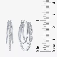 (G-H / Si2-I1) Womens 1/4 CT. T.W. Lab Grown White Diamond Sterling Silver 24mm Hoop Earrings