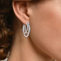(G-H / Si2-I1) Womens 1/4 CT. T.W. Lab Grown White Diamond Sterling Silver 24mm Hoop Earrings