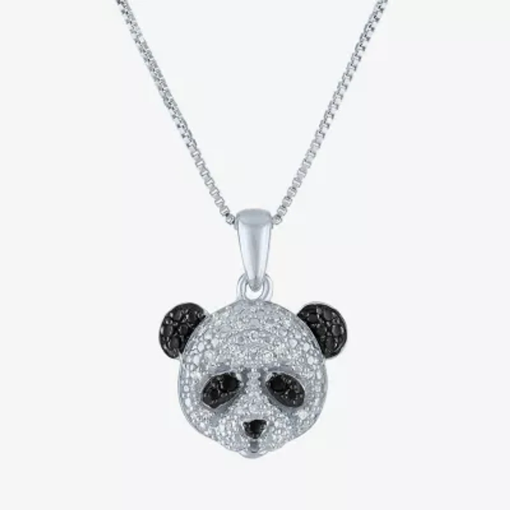 Panda (G-H / Si2-I1) Womens 1/10 CT. T.W. Natural Black Diamond Sterling Silver 18 Inch Pendant Necklace