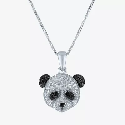 Panda (G-H / Si2-I1) Womens 1/10 CT. T.W. Natural Black Diamond Sterling Silver 18 Inch Pendant Necklace
