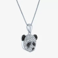 Panda (G-H / Si2-I1) Womens 1/10 CT. T.W. Natural Black Diamond Sterling Silver 18 Inch Pendant Necklace