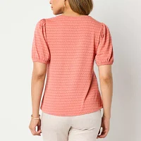 Liz Claiborne Tall Womens Crew Neck Short Sleeve Blouse