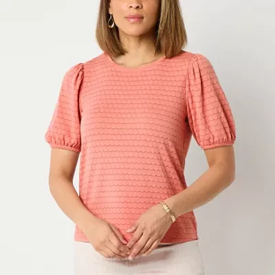 Liz Claiborne Tall Womens Crew Neck Short Sleeve Blouse