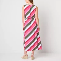Liz Claiborne Womens Sleeveless Striped Maxi Dress Tall