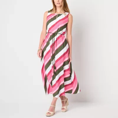 Liz Claiborne Womens Sleeveless Striped Maxi Dress Tall