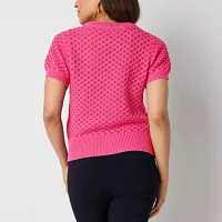 Liz Claiborne Tall Womens Crew Neck Short Sleeve Pullover Sweater