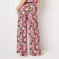 Liz Claiborne Womens Mid Rise Wide Leg Palazzo Pant
