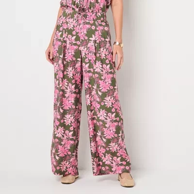 Liz Claiborne Womens Mid Rise Wide Leg Palazzo Pant