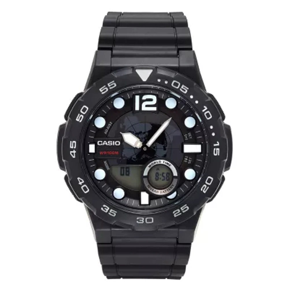 Casio Mens Black Strap Watch Aeq100w-1avcf