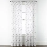 Regal Home Meadow Rod Pocket Embroidered Sheer Single Curtain Panel