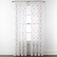 Regal Home Meadow Rod Pocket Embroidered Sheer Single Curtain Panel