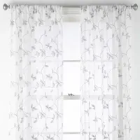 Regal Home Meadow Rod Pocket Embroidered Sheer Single Curtain Panel