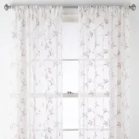 Regal Home Meadow Rod Pocket Embroidered Sheer Single Curtain Panel