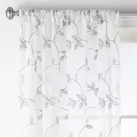 Regal Home Meadow Rod Pocket Embroidered Sheer Single Curtain Panel