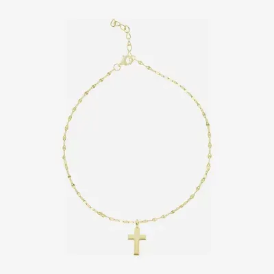 Silver Treasures 14K Gold Over Silver Cross Ankle Bracelet