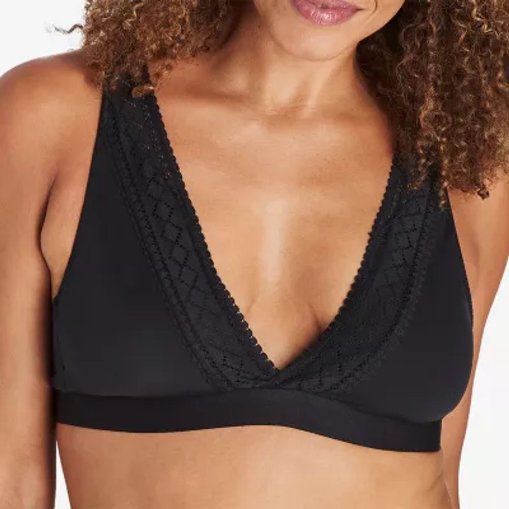 Bali Women's Comfort Revolution Deep V Wirefree Bralette with Lace Df6596