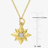 North Star Womens Diamond Accent Natural White Diamond 18K Gold Over Silver Star Pendant Necklace