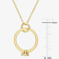 Ring Charm Womens Diamond Accent Natural White Diamond 18K Gold Over Silver Pendant Necklace