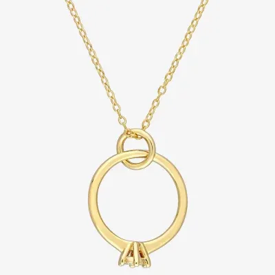 Ring Charm Womens Diamond Accent Natural White Diamond 18K Gold Over Silver 18 Inch Pendant Necklace