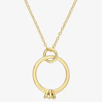 Ring Charm Womens Diamond Accent Natural White Diamond 18K Gold Over Silver Pendant Necklace