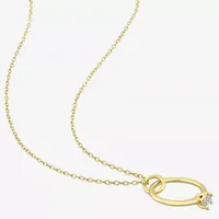 Ring Charm Womens Diamond Accent Natural White Diamond 18K Gold Over Silver Pendant Necklace