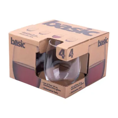 Home Essentials Basic 4-pc. Stemless Wine Glass
