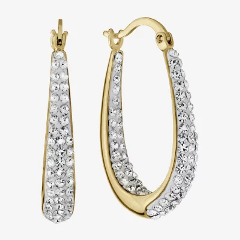 Sparkle Allure Crystal 24K Gold Over Brass 28mm Hoop Earrings