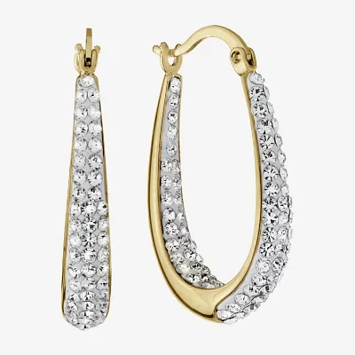 Sparkle Allure Crystal 24K Gold Over Brass 28mm Hoop Earrings
