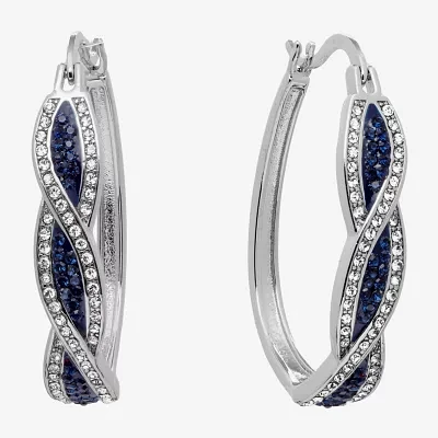 Sparkle Allure Womens Blue Crystal 35mm Hoop Earrings