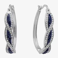 Sparkle Allure Womens Blue Crystal 35mm Hoop Earrings